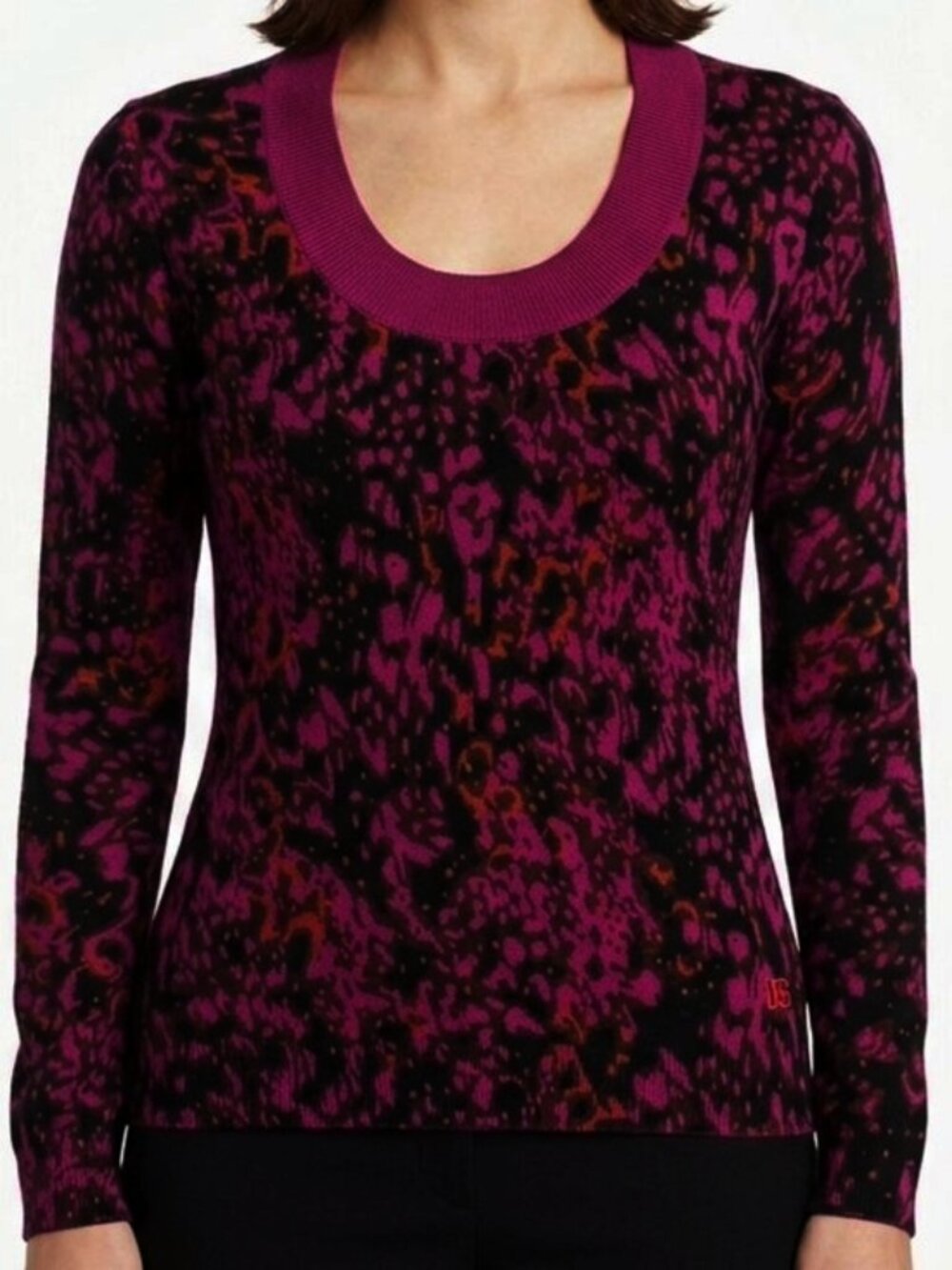 DC Cotton Blend Scoop Neck Abstract Print Pullover Sweater- Sz. Med